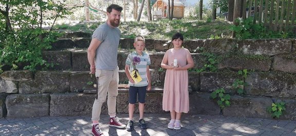 Kevin Lamour mit Tim und Pia